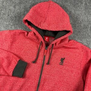 Liverpool FC Zip Hoodie Mens XL Red Heathered Fleece Embroidered Crest Soccer